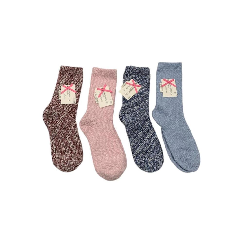 Comfort Code Women's 4-pack Plush Popcorn Lounge Socks Blue/Pink